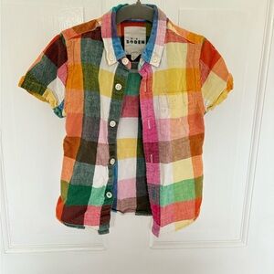Mini Boden Multicolor Checkered Button Down Shirt